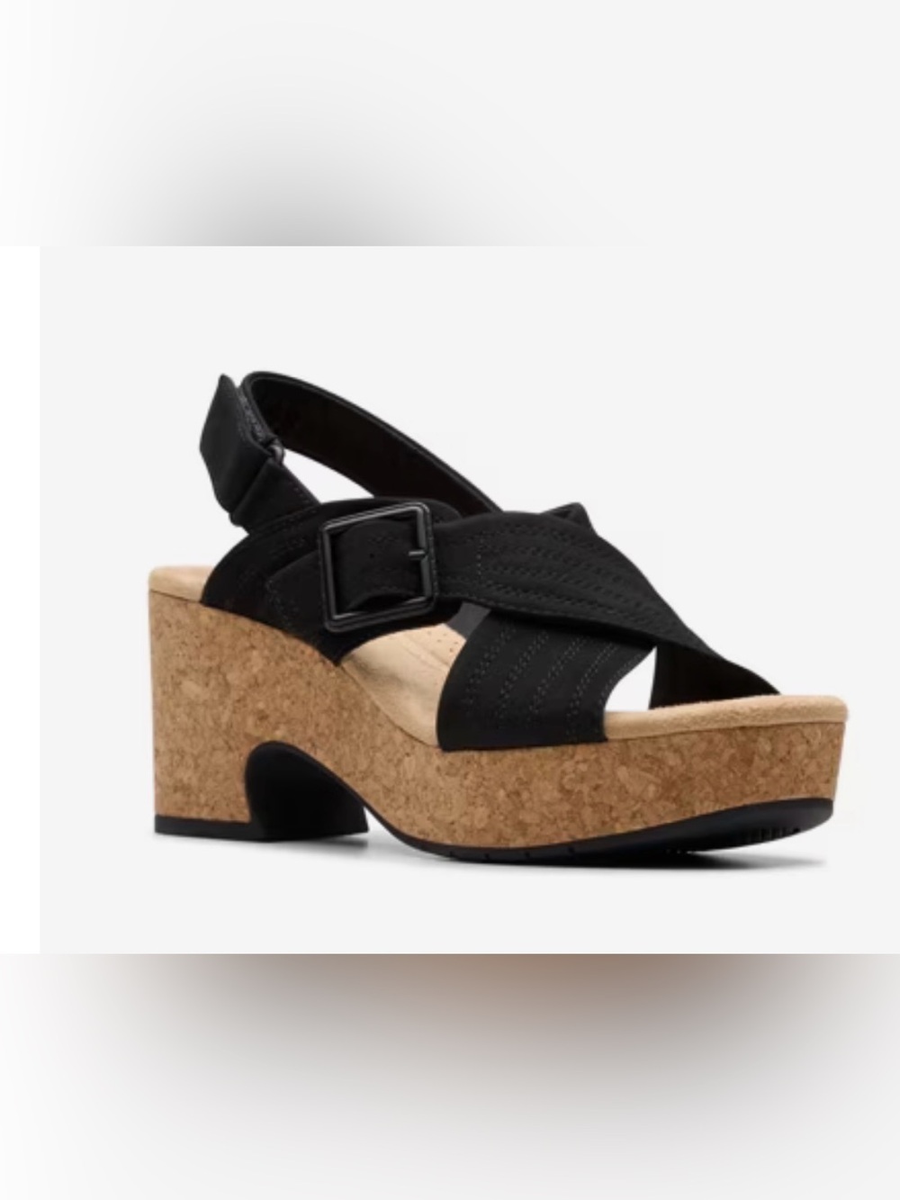 Clarks Nerisa West Wedge Sandal. Cork Suede Leather. Comfort. Women’s 7 NWOT